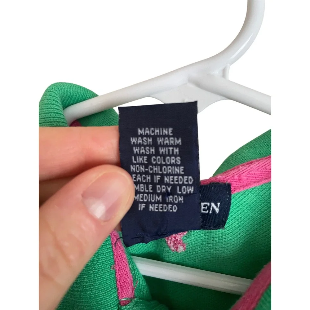 VTG Y2K Ralph Lauren Kids‎ Green Pink all Pony Logo Sleeveless Polo Shirt 6 Prep